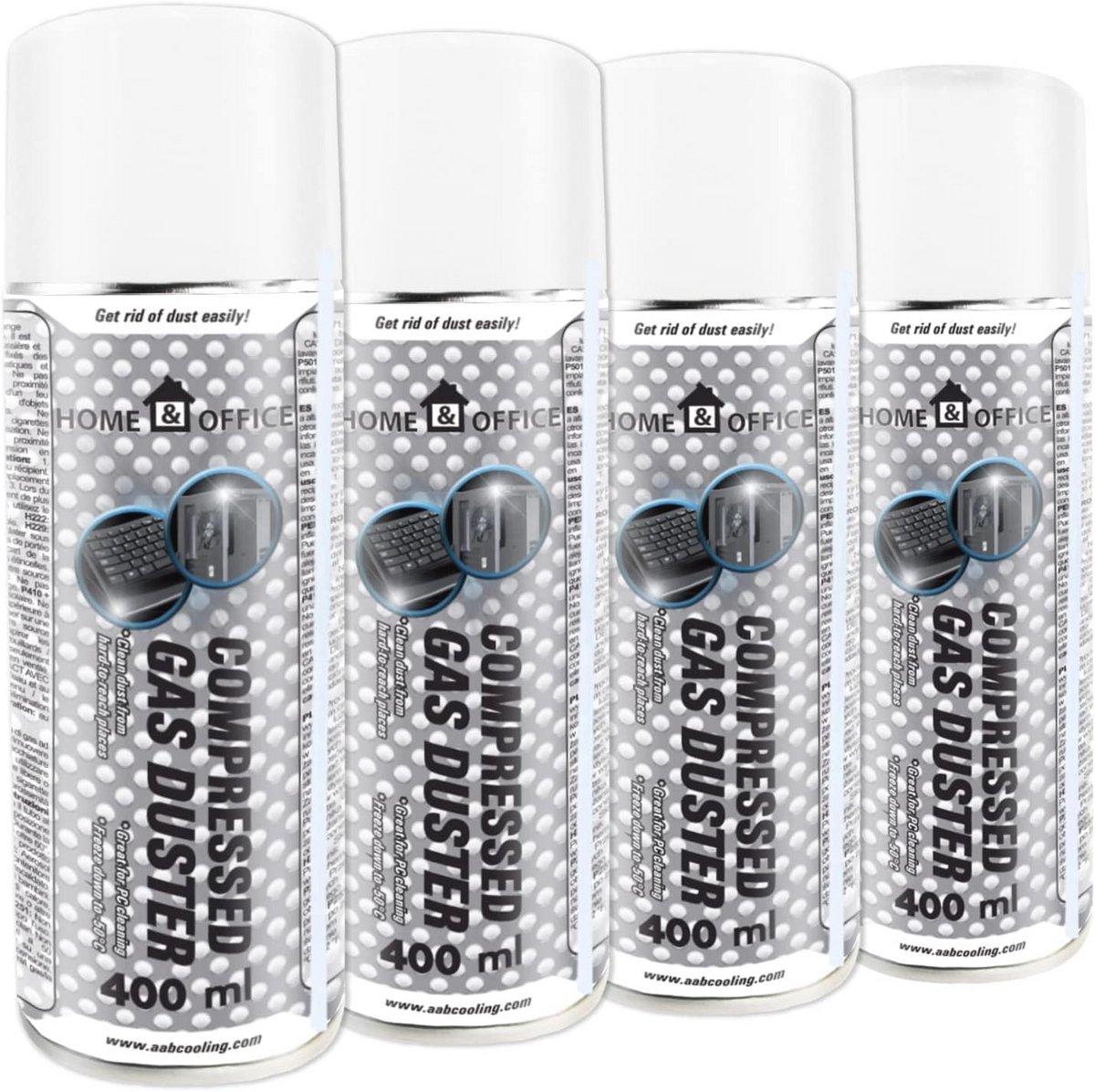 Compressed Gas Duster 4x AABCOOLING Home&Office 400ml K2, Computer Duster, Can for PC, Accessories, Air in a Can, Keyboard Cleaner, Compressed Air, Electronics, Camera and Photo Cleaners EN