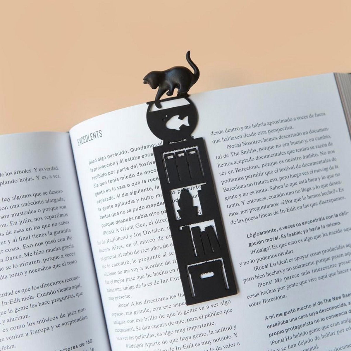 Originele Boekenlegger met Vissende Kat - Lichtgewicht en Duurzaam Plastic Cadeau