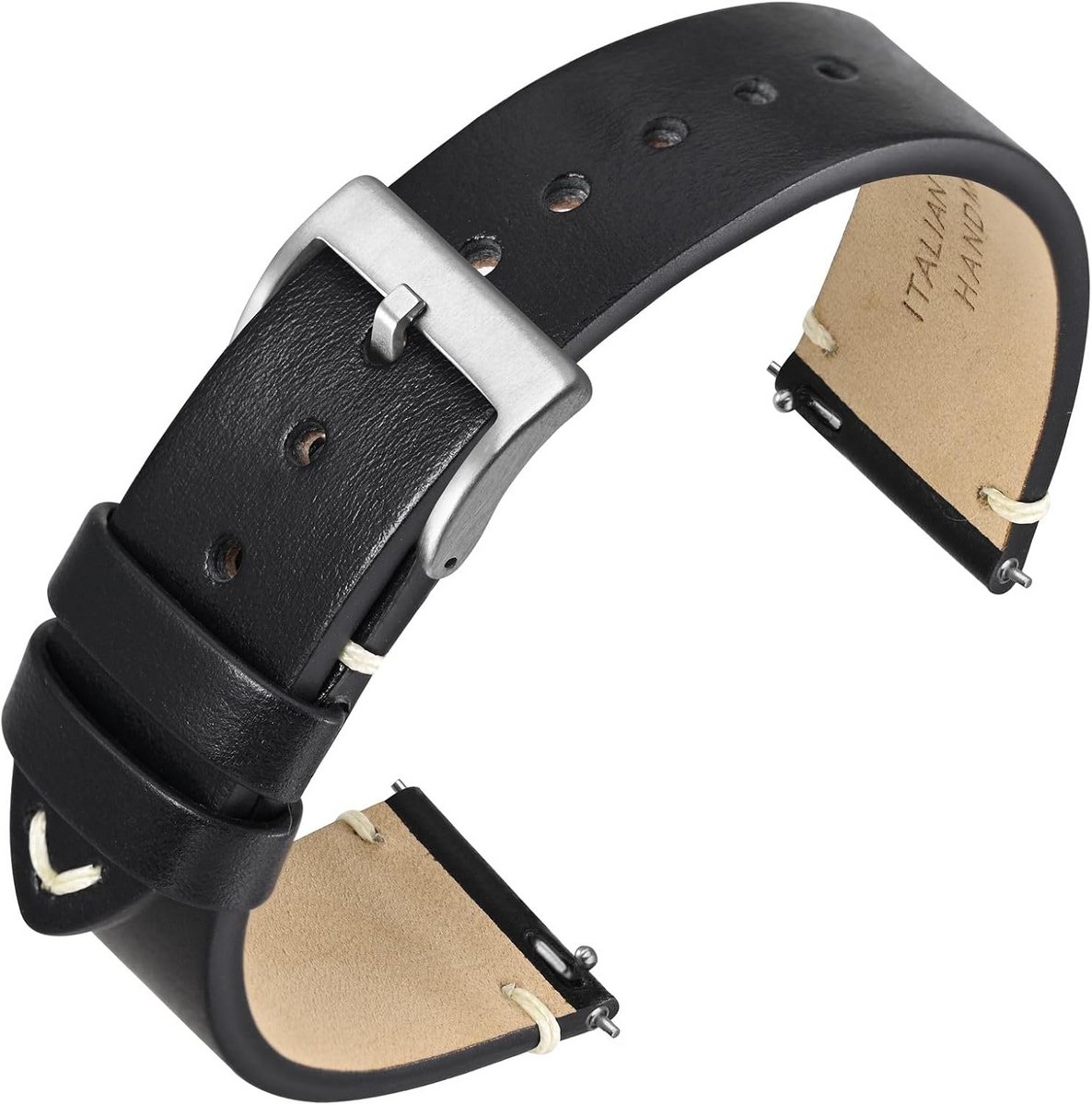 Vintage Leren Horlogeband voor Dames en Heren - Echt Italiaans Stijlvol Reservebandje Snelwisselsysteem