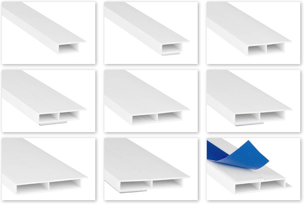 Holle PVC Raam- en Wandafdeklijsten - 7mm met Optionele Schuimtape en Overhang voor Wandafsluitingen - 2 Meter Per Lijst