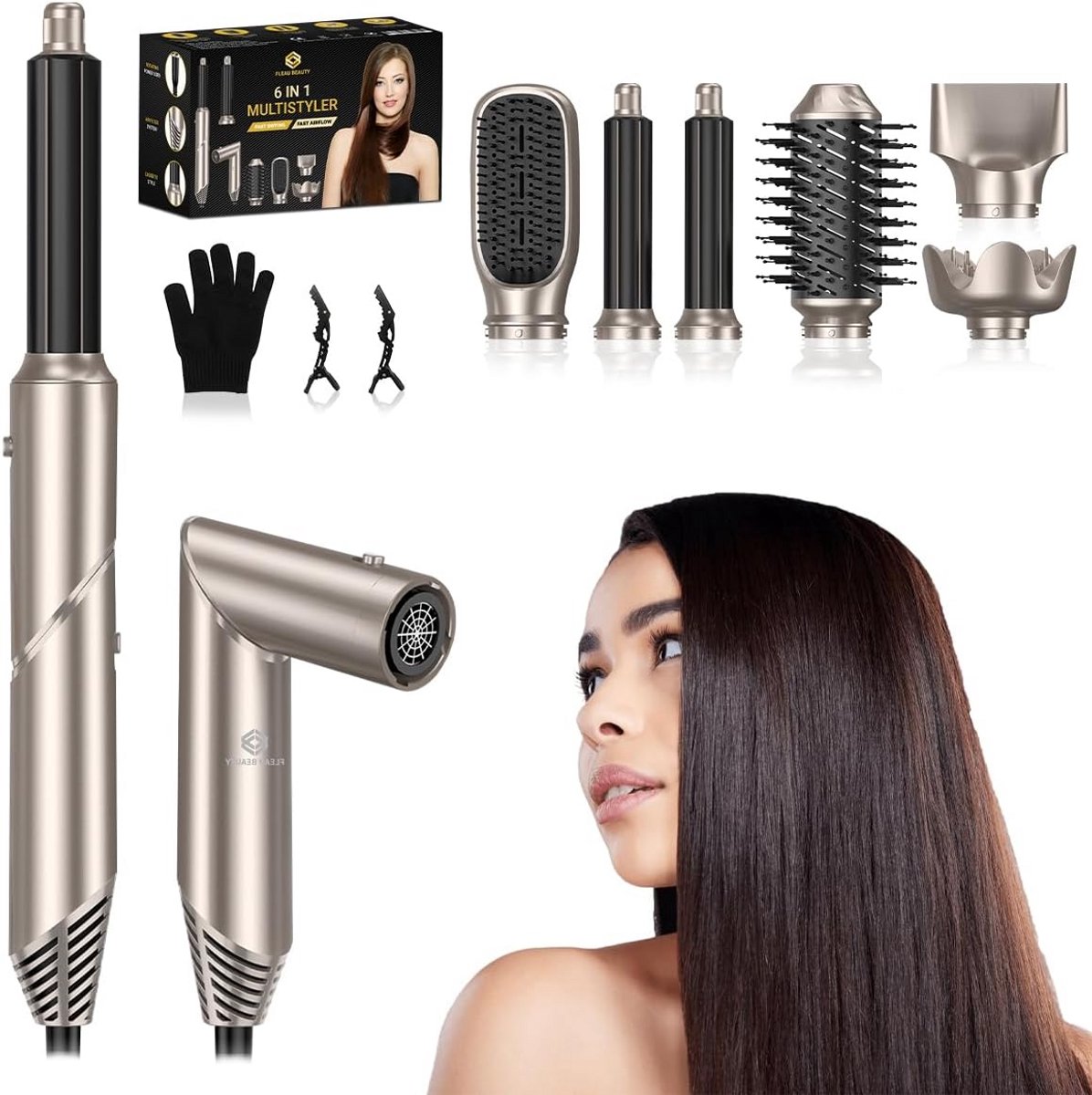 Multifunctionele F ö nh aarborstel Set 6 in 1 - Styler, F ö nh aar en Krulborstel