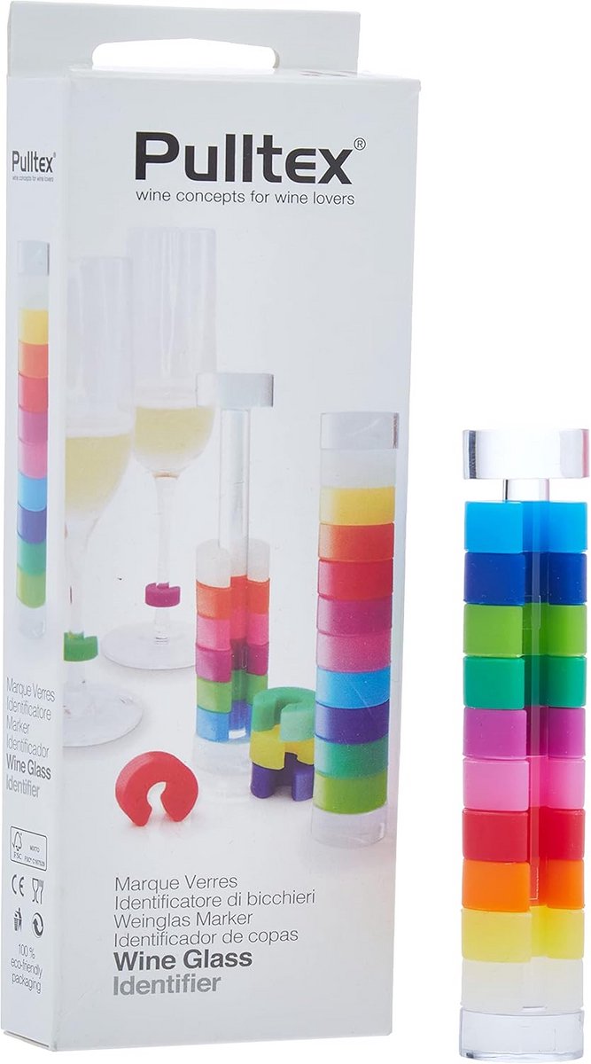 Set van 10 Flexibele Glasmarkeringen in Verschillende Kleuren voor Wijnen en Cocktails