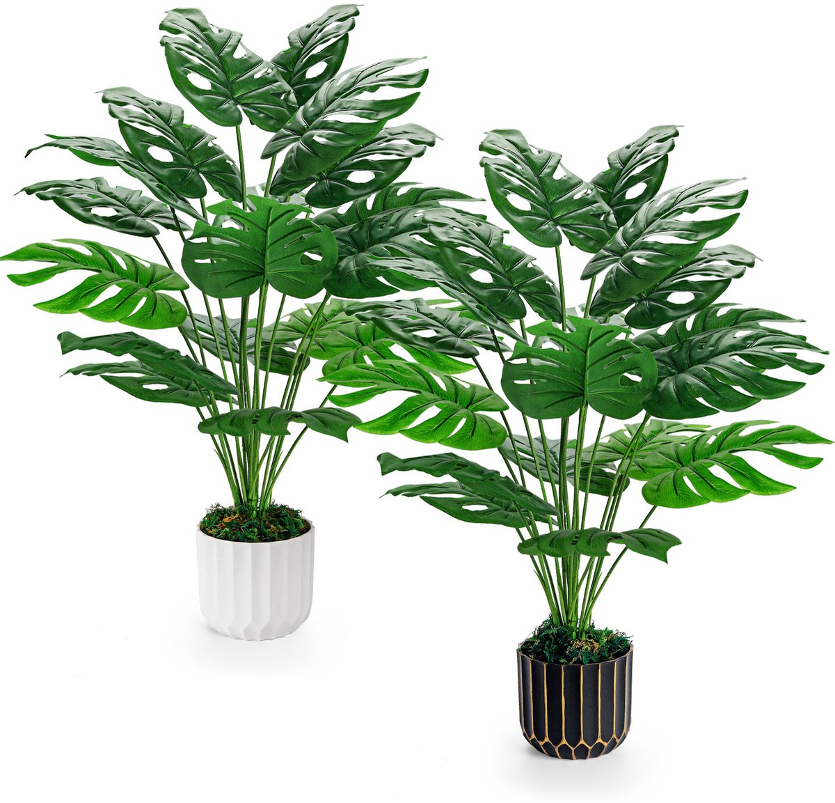 Unyqoos Set van twee levensechte kunstplanten van 71 cm voor interieurdecoratie Groen