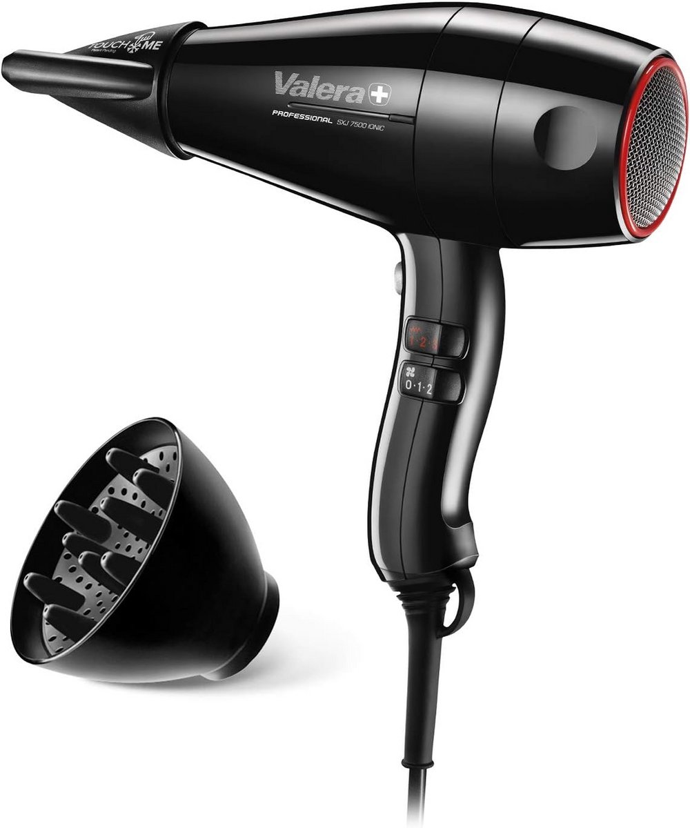 Valera Swiss Silent Jet 7500 Professional Hair Dryer with Ion Generator, Ultra Light Hair Dryer for Quiet and Fast Drying, 2000 Watt, Black