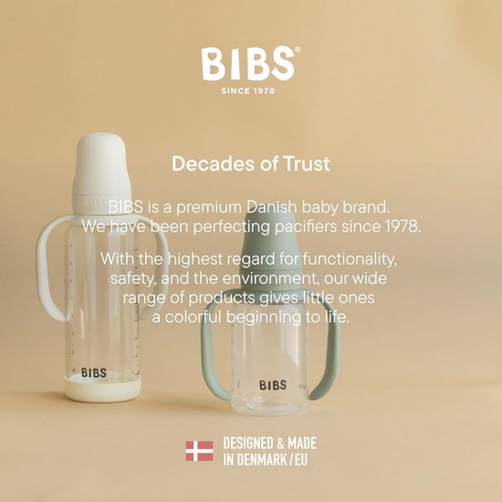 Bibs - Baby Bottle Handle - Simple and Comfortable Grip - Non-slip Surface - BPA Free - Dishwasher Safe - Bibs Baby Bottle Accessories - Age 6+ Months - Ivory van BIBS — afbeelding 4