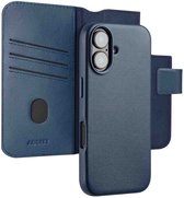 Accezz Hoesje - Geschikt voor Apple iPhone 16 - Leather Bookcase 2-in-1 geschikt voor MagSafe - Nightfall Blue