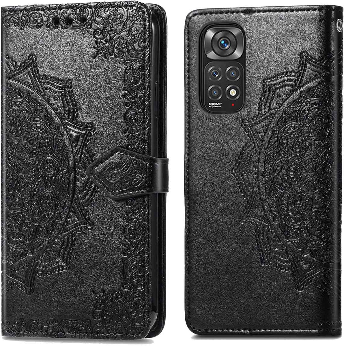 imoshion Hoesje - Geschikt voor Xiaomi Redmi Note 11 Pro - Mandala Bookcase - Zwart