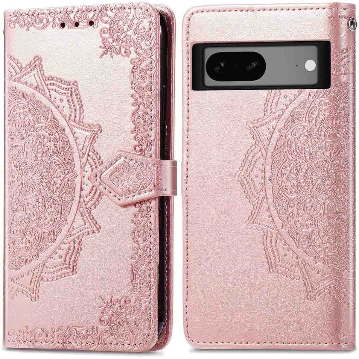 imoshion Hoesje - Geschikt voor Google Pixel 7a - Mandala Bookcase - Rosé Goud