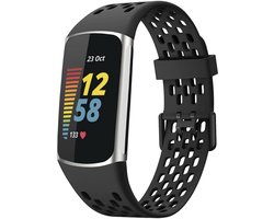 Siliconen sport bandje - Geschikt voor Fitbit Charge 5/ Charge 6 - Zwart