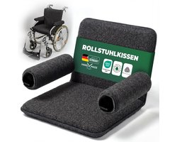 NOVALIV Comfortset voor rolstoelen, antraciet - Ergonomisch zitkussen, gewatteerde armleuningbeschermers - Rolstoelkussen en armleuningkussens, antraciet - Comfortabele rolstoelaccessoires voor dagelijks gebruik en onderhoud