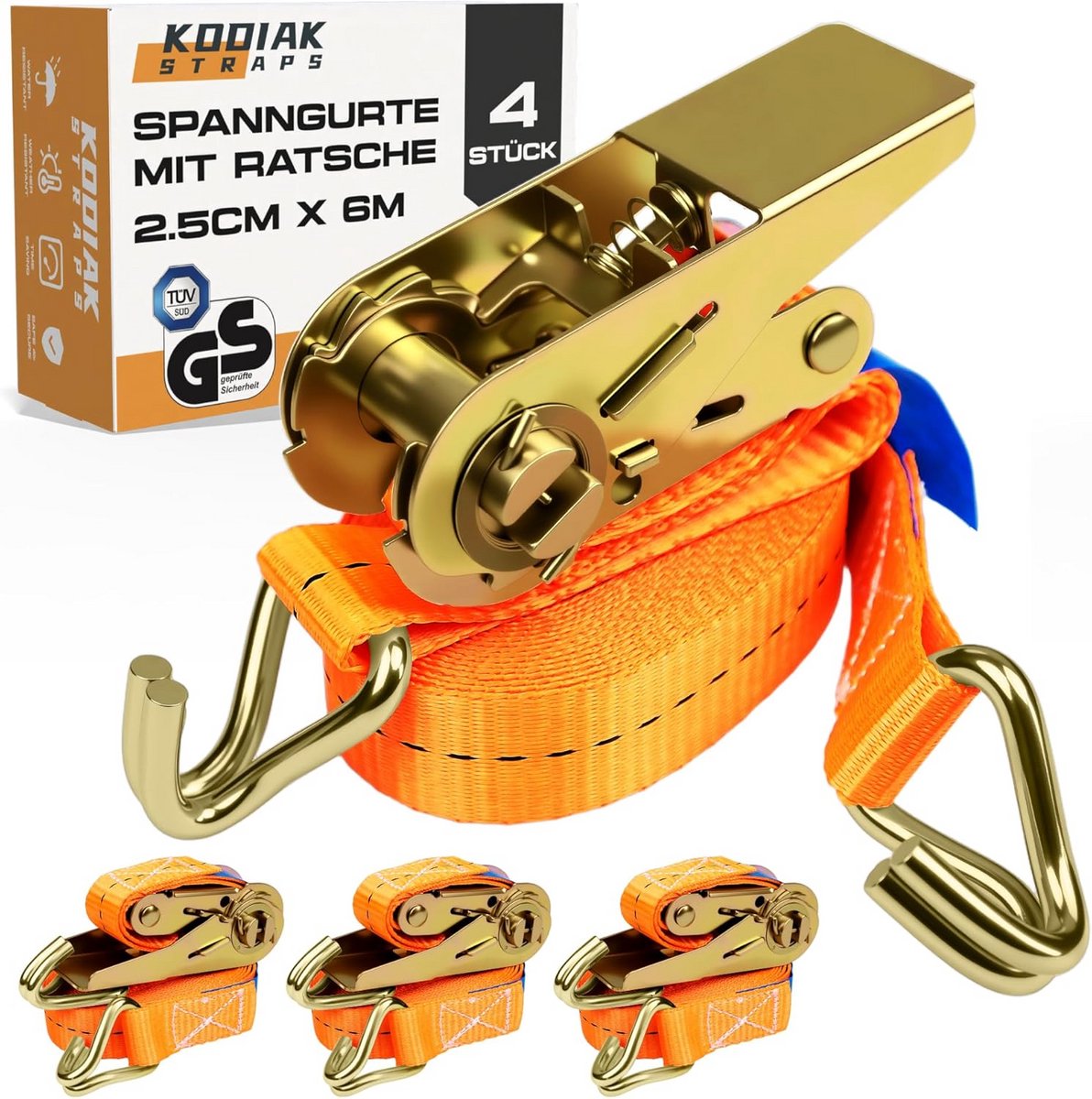 4 Stuks Ratelbanden 6 Meter x 1000kg met Haken - Stevige Spanbanden voor Zekeren