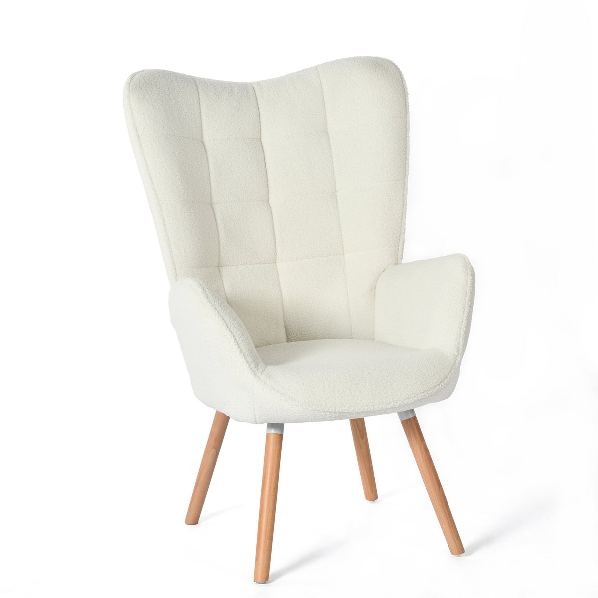 MEUBLES COSY FUNKEL - Scandinavische fauteuil - Witte boucle stof