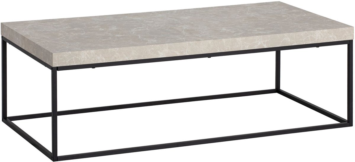 salontafel 120x60x38 cm zandkleurige salontafel in steenlook modern, design woonkamertafel rechthoekig, lounge salontafel beige, salontafel metalen poten groot