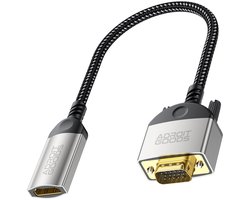 AdroitGoods VGA naar HDMI female Adapterkabel Eéndirectioneel 1080p 60Hz 20cm, duurzame gevlochten kabel, compatibel met laptops, pc’s, projectoren en tv-schermen