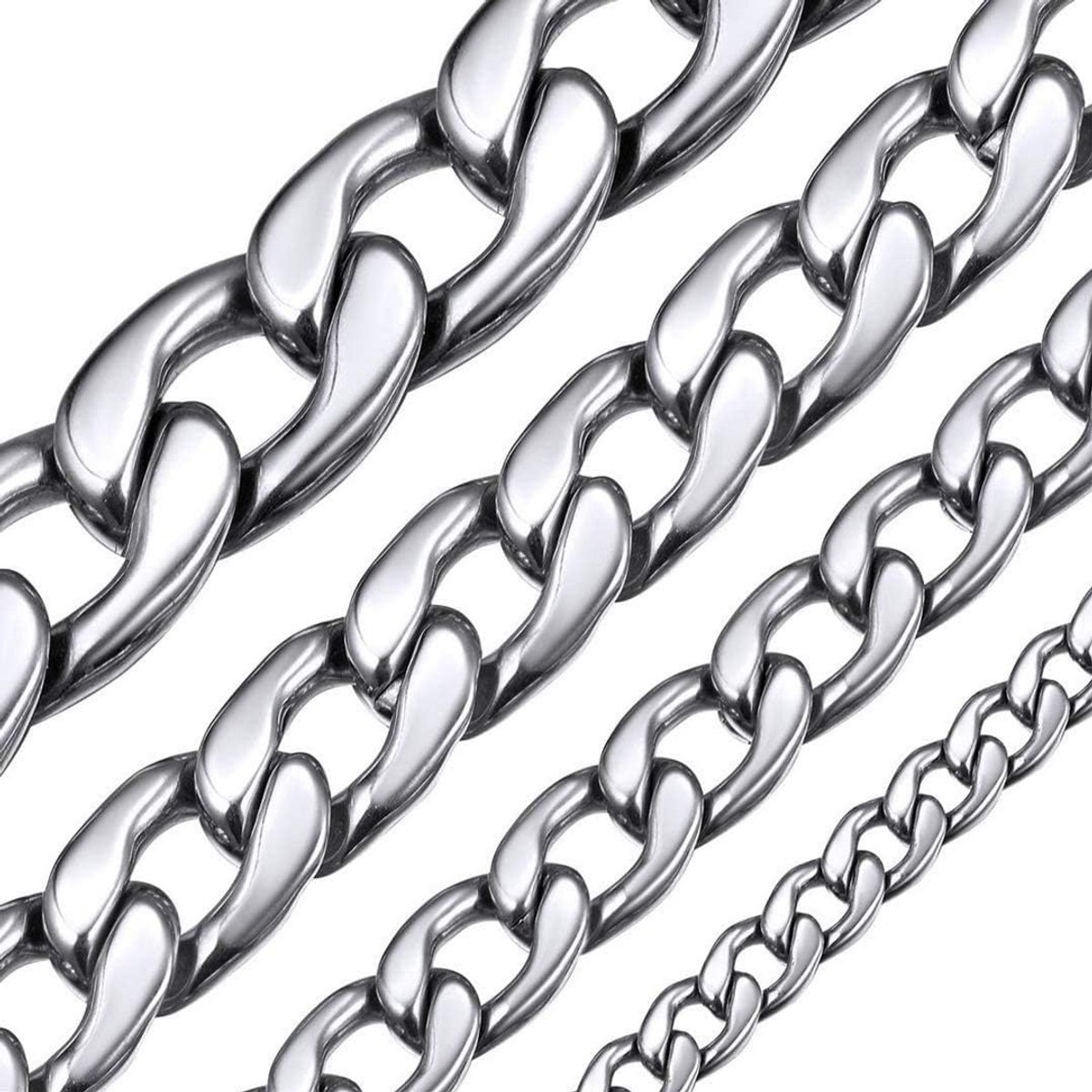 Cubaanse schakelketting Heren Dames (5-12mm) - Roestvrij Staal Goud Zilver Zwart - Inclusief Cadeaubox