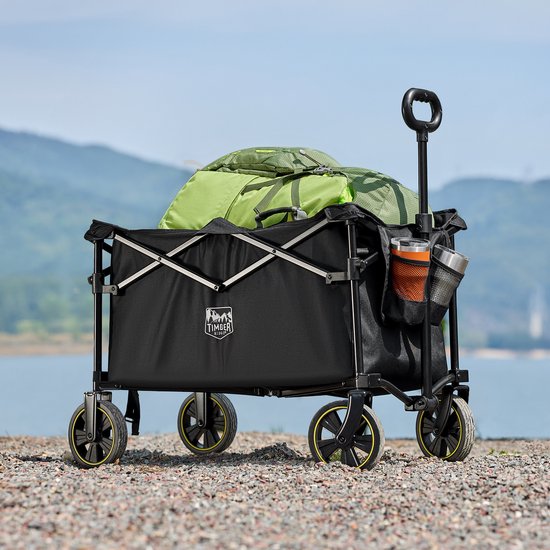 TIMBER RIDGE Bolderkar - Opvouwbaar & Compact - 100KG draagvermogen - 200L inhoud - Met verstelbare hendel & all-terrain wielen - Voor camping & strand - Zwart van Merkloos — afbeelding 2