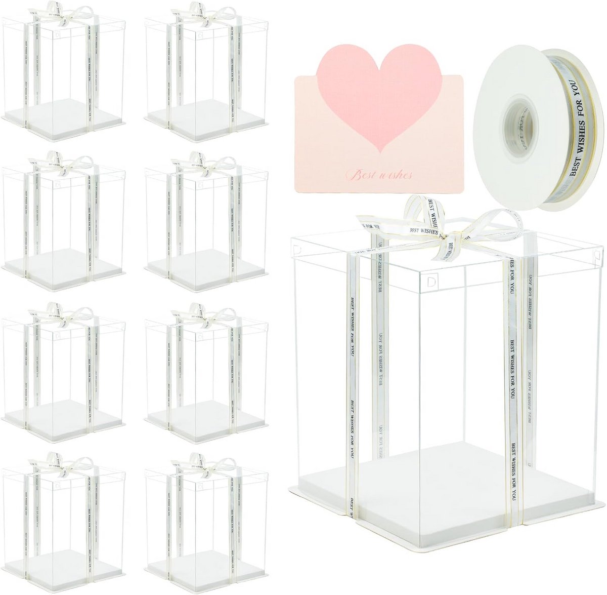 Set van 8 Hoge Transparante Taartdozen voor Luxe Presentatie en Veilig Transport