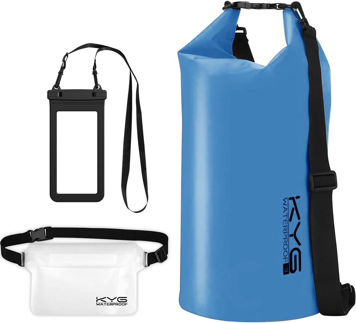 Waterdichte Tas 20L Set Compleet met Telefoonhoes en Heuptas voor Watersporten en Outdoor Activiteiten