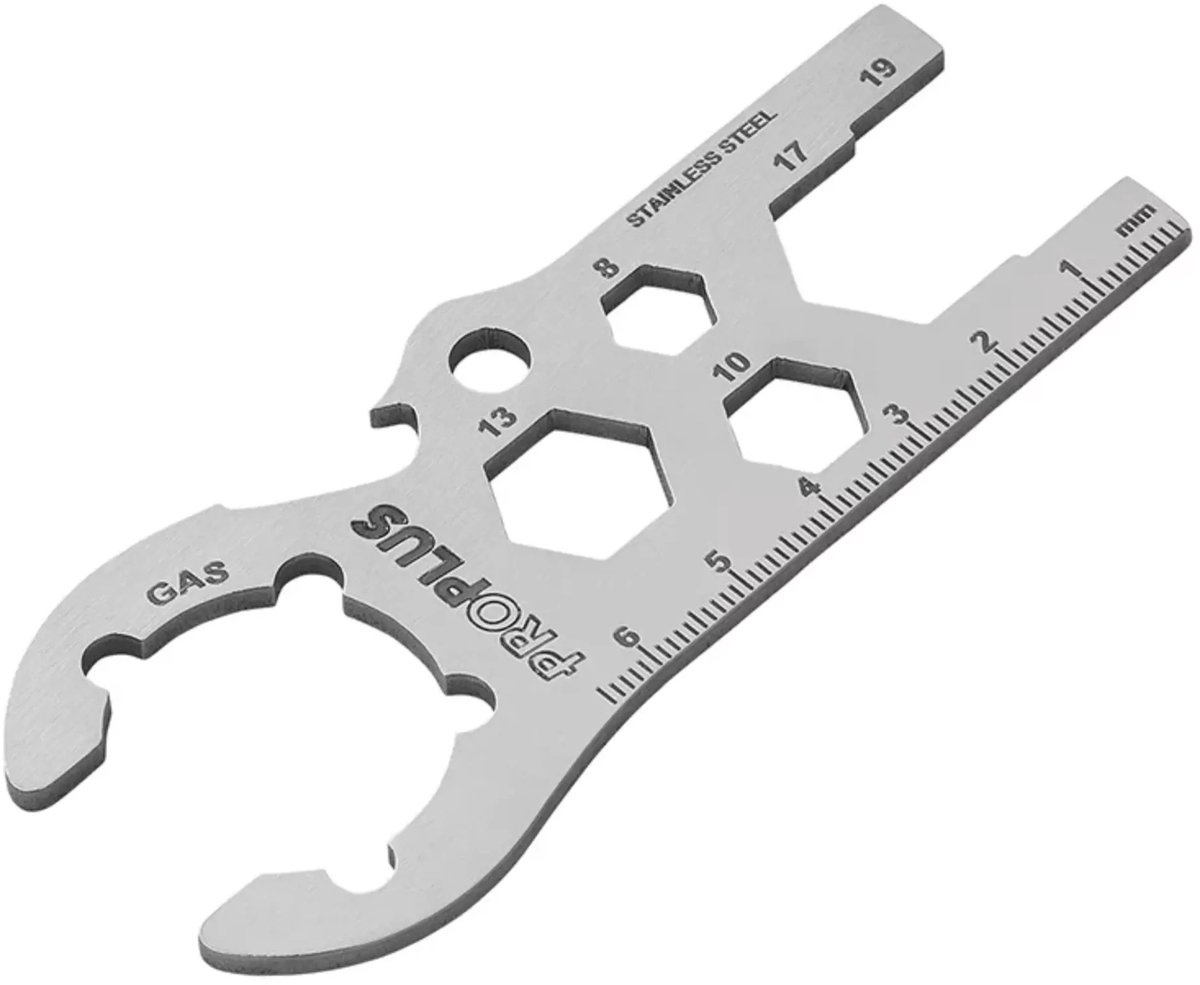 ProPlus RVS multifunctionele gasflessleutel 8 10 13 17 19 mm met flessenopener voor gasflessen
