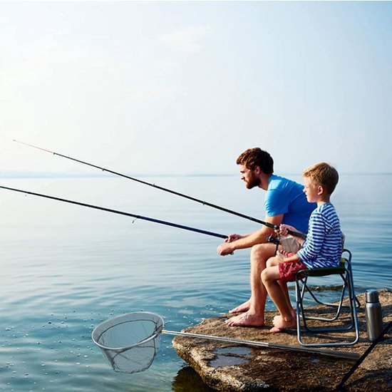 Schepnet voor vissen, visnet, 104 cm, telescopisch, opvouwbaar, visnet, koolstofbuizenstang, opvouwbaar visnet voor zoetwater-zoutwater
