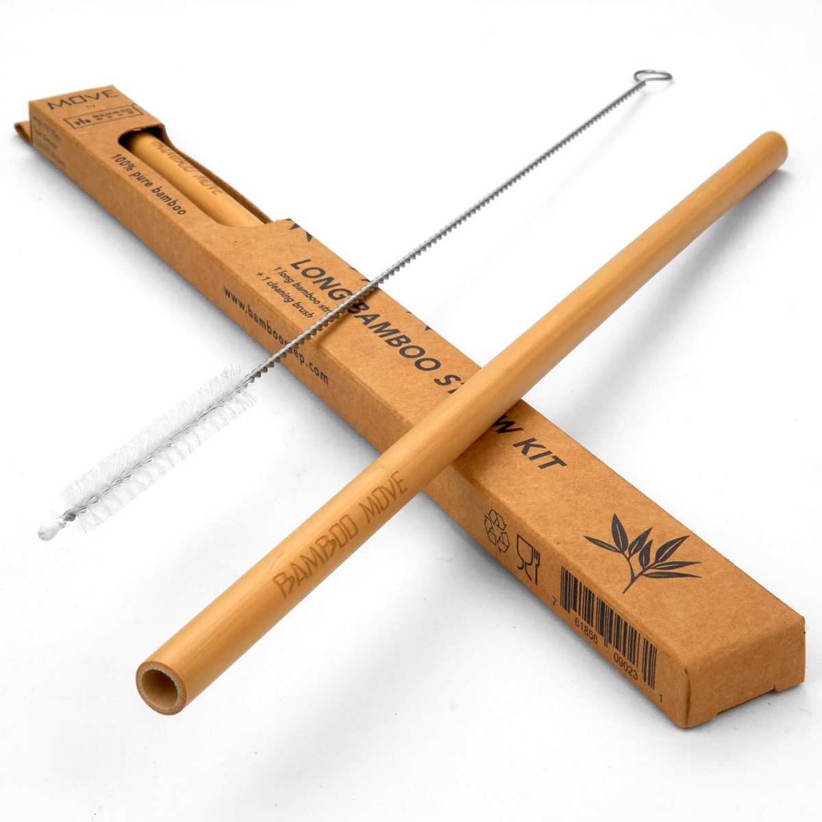 Set van 3 Lange Bamboe Rietjes (25cm) met Borstel - Extra Dik voor Smoothies