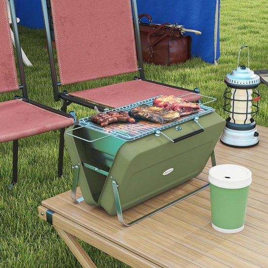 SunJas Houtskoolgrill, draagbaar, demonteerbaar, voor barbecue, buiten