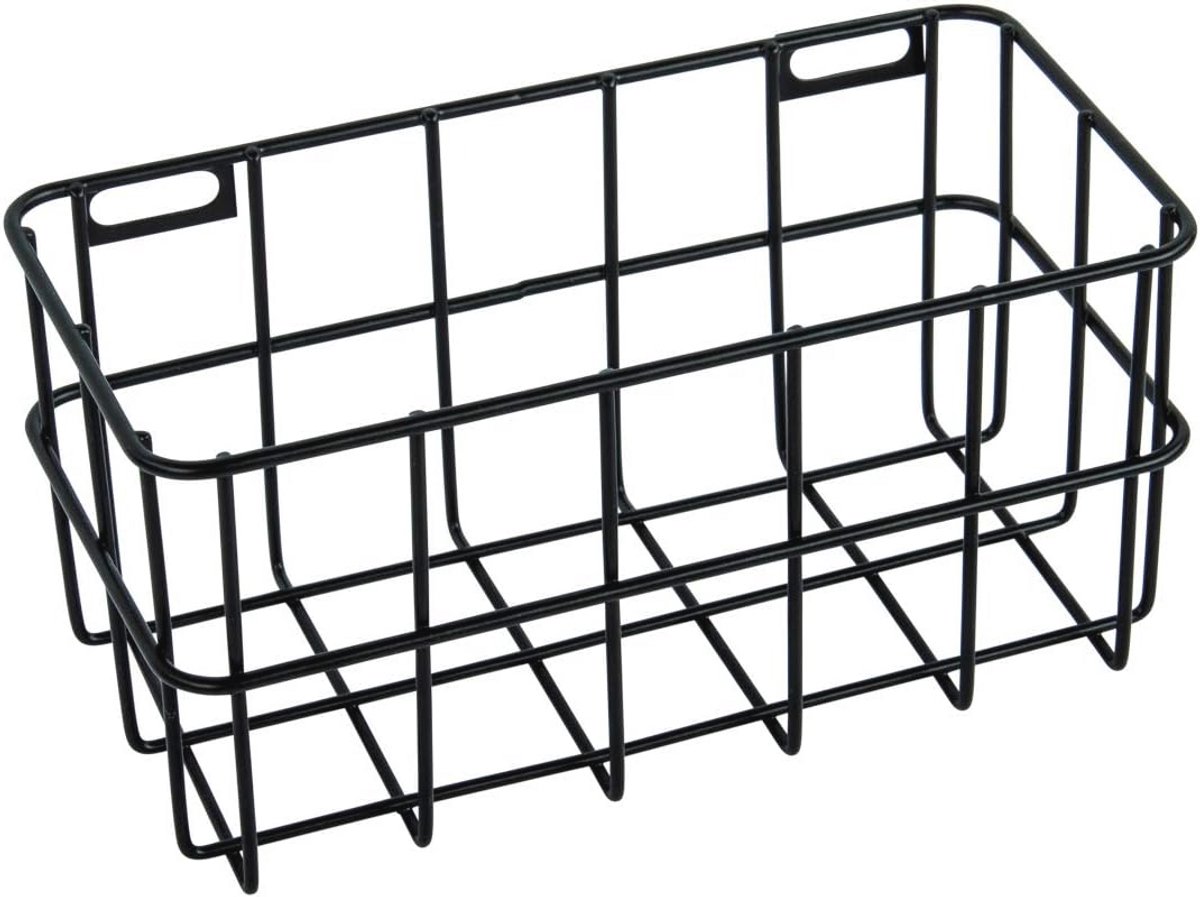 Draadmand zwart 16,5 x 8 x 8 cm - Wandrek metalen opbergdoos voor knutselen en decoratie