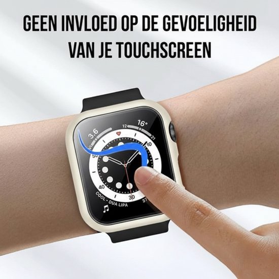 Hoesje geschikt voor Apple Watch Series 4 / 5 / 6 / SE / SE 2 / SE 3 - 40 mm Screen Protector - 2 Stuks - Full Cover Hard Case - Starlight