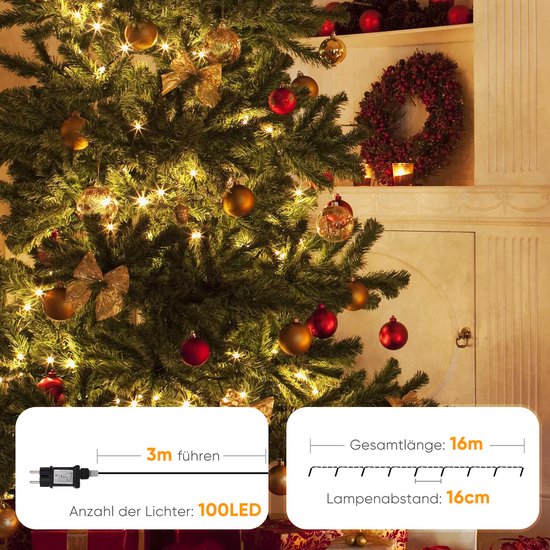 Guirlande Lumineuse LED 500 LED 28m - 8 Modes, Minuterie, Intérieur Extérieur, Blanc Froid