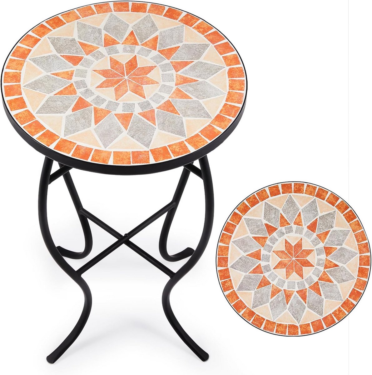 Ronde Mozaïek Bijzettafel 35,5 cm - Multifunctionele Tafel voor Binnen en Buiten