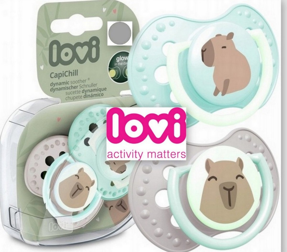 LOVI | Dynamische Fopspeen | CapiChill | Boy | glow-in-the-dark | 2 stuks | 0-6 maanden