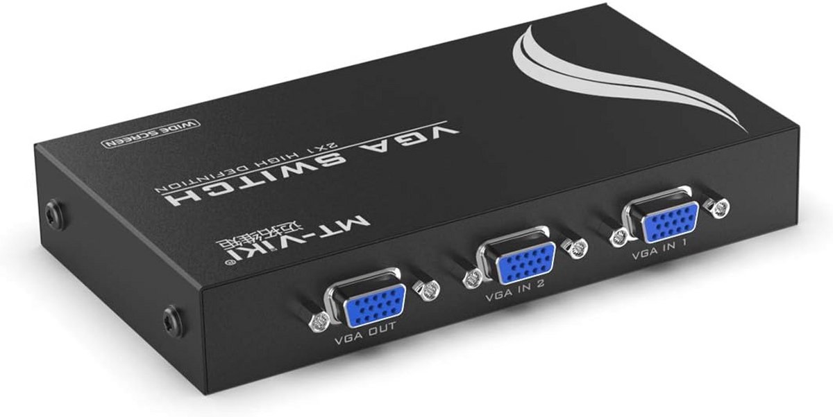 VGA Audio Video Switcher 2 IN 1 met Handmatige Schakelknop – Full HD 1080P voor Laptop, TV, Projector