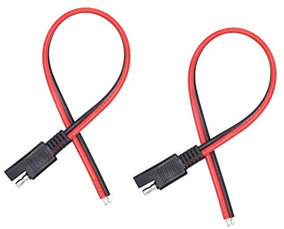 2-pack SAE 12V 14AWG 2-pins snelkoppeling verlengkabel voor motoren en voertuigen