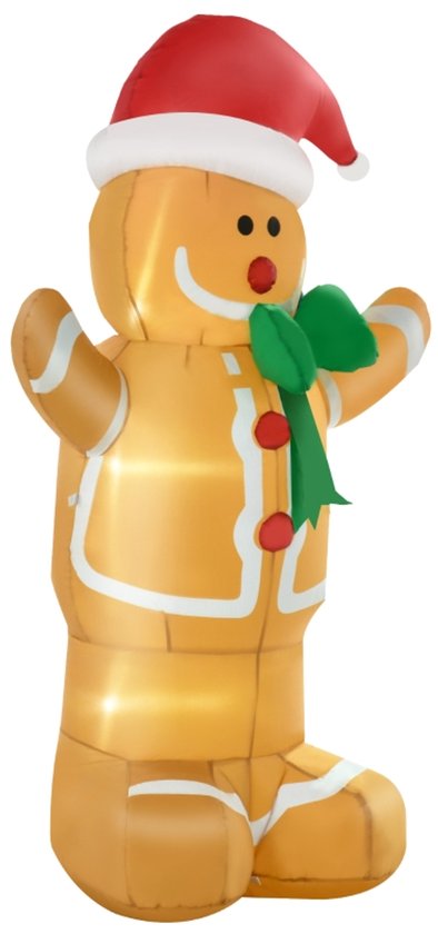 Opblaasbare Kerstfiguur Opblaasbare Peperkoekman Met Led Licht - 240 Cm Opblaasbare Kerstfiguur Opblaasbare Peperkoekman Met Led Licht - 240 Cm