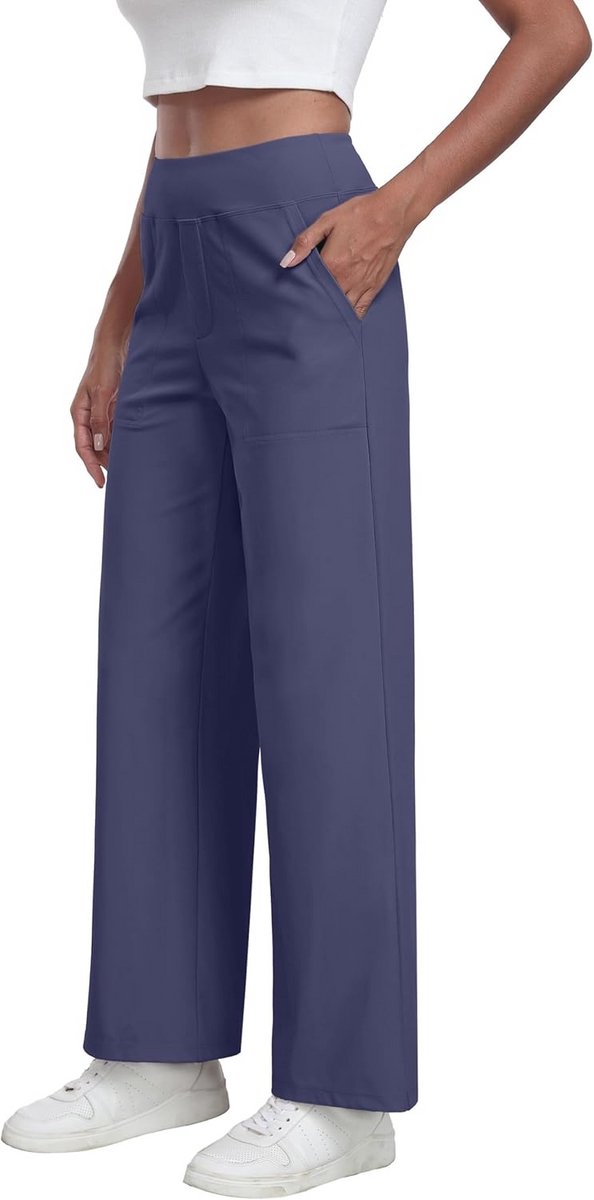 Palazzo Broek Dames - Wijde Pijpen, Elastische Taille, Casual Loungebroek met Zakken