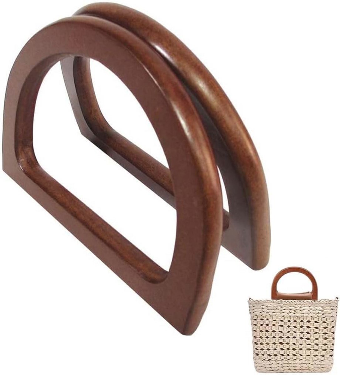 D-vormige houten tasgrepen - Set van 2 voor handgemaakte tassen en accessoires