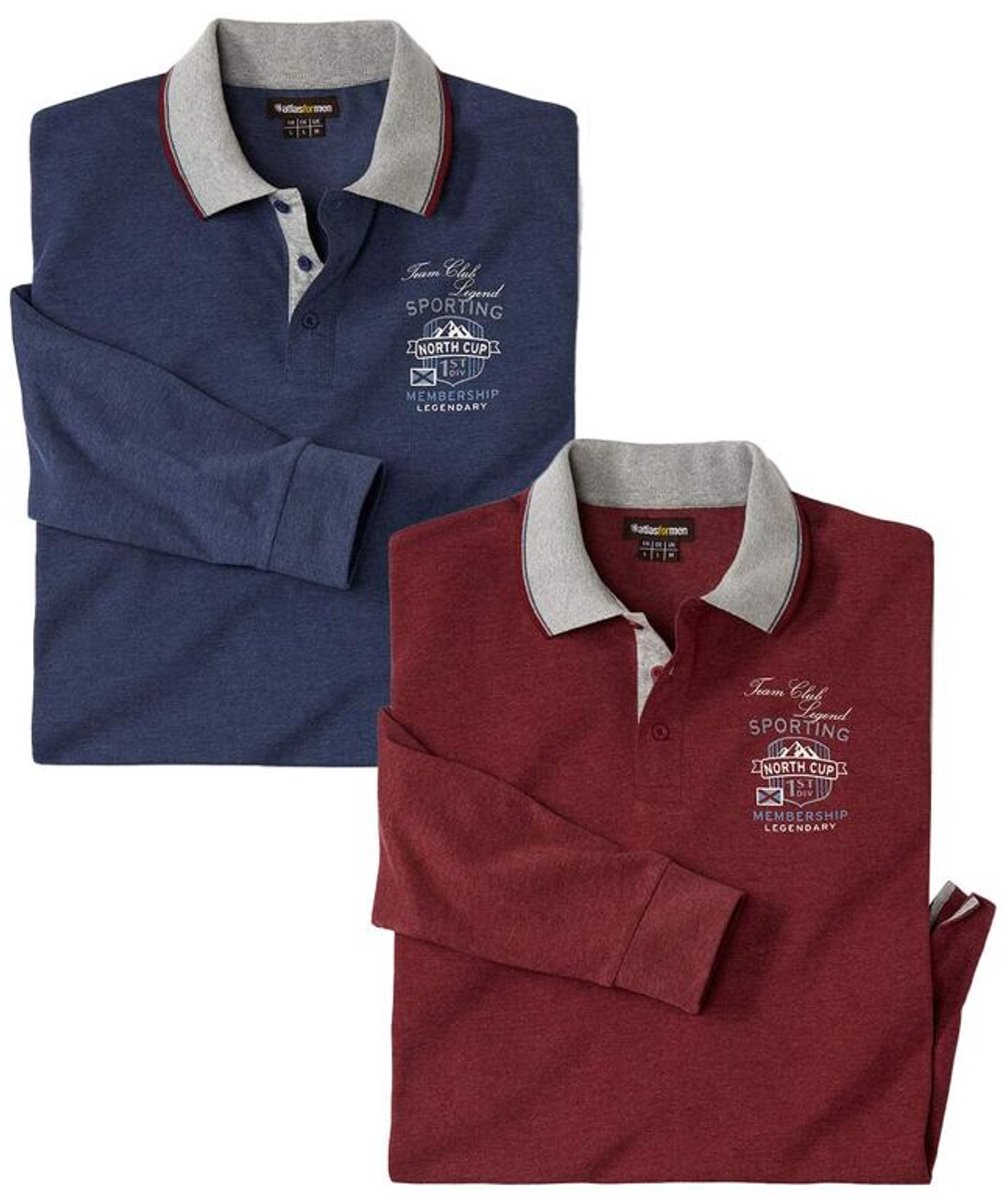 ATLAS FOR MEN - Set van 2 comfortabele poloshirts - Heren - Verkrijgbaar in grote maten - 4XL