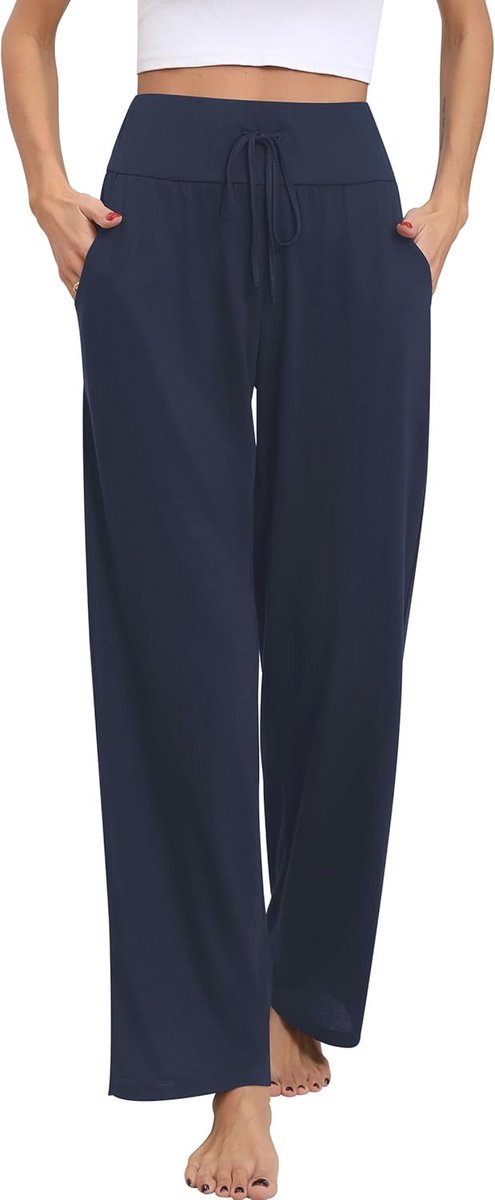 Dames Yoga Broek met Wijde Pijpen - Comfortabele Pyjamabroek voor Casual Dagen