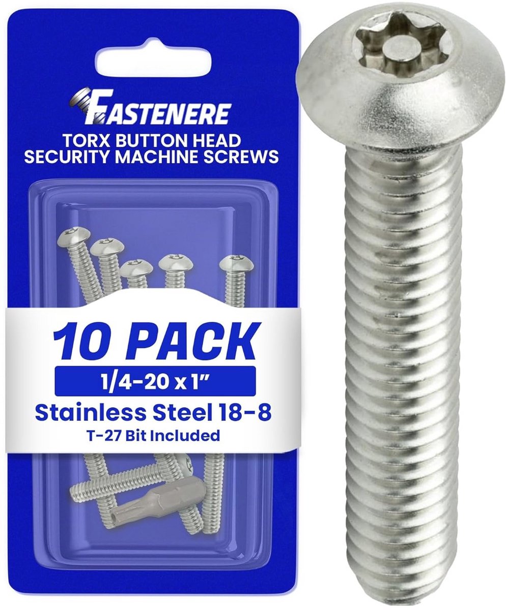 Veiligheidsmachineschroeven Torx, 1/4-20 inch (10 stuks) roestvrij staal - Diefstalbestendig en sabotagebestendig