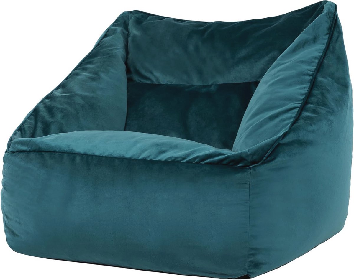 Zitzak Armstoel in Groene Velvet, Inclusief Vulling - Perfect voor Woonkamer en Slaapkamer