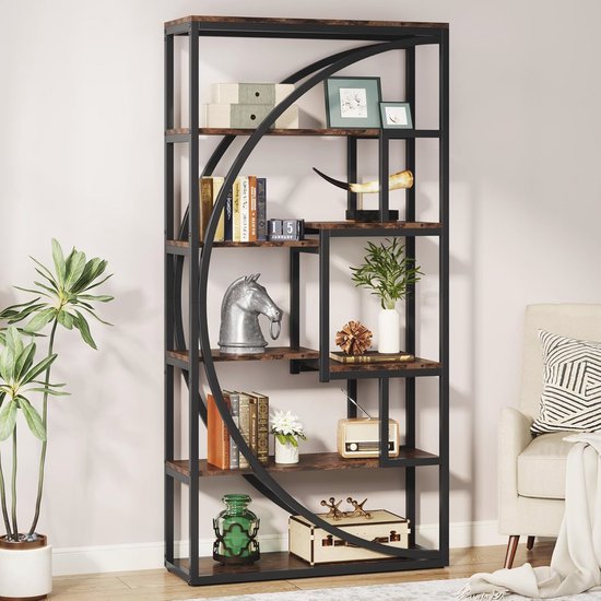 Tribesigns Industrie Boekenkast met 7 niveaus, 180 cm hoge
