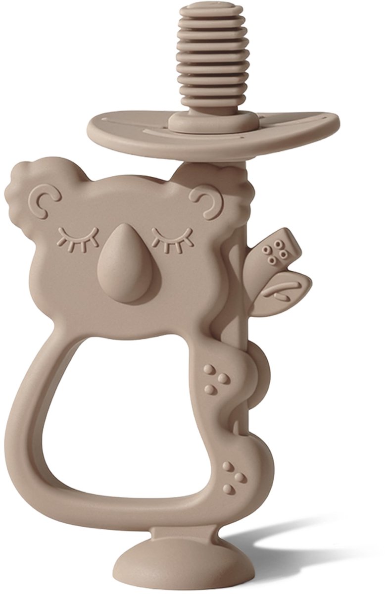 Kraftverdia - Baby-bijtspeeltjes - Met zuignapvoet - Baby tandenborstel - Geschikt voor baby's vanaf 6 maanden - Siliconen bijtring speelgoed - 1 Koala Bruin