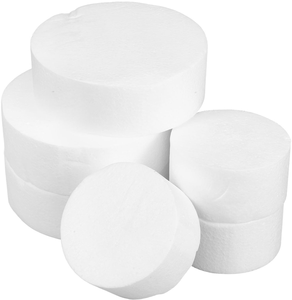 6 Pieces Round Cake Dummies Styrofoam Cake Shape Round for Sculpture Modeling DIY Arts and Crafts (S Ml)