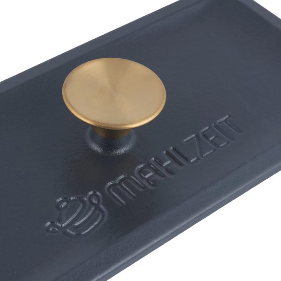 Kookpan, braadpan van geëmailleerd gietijzer met deksel 3,5 l, 24 cm roestvrijstalen knop, geschikt voor alle soorten fornuizen incl. inductie, ovenvast tot 260 °C incl. pannenlap & siliconen