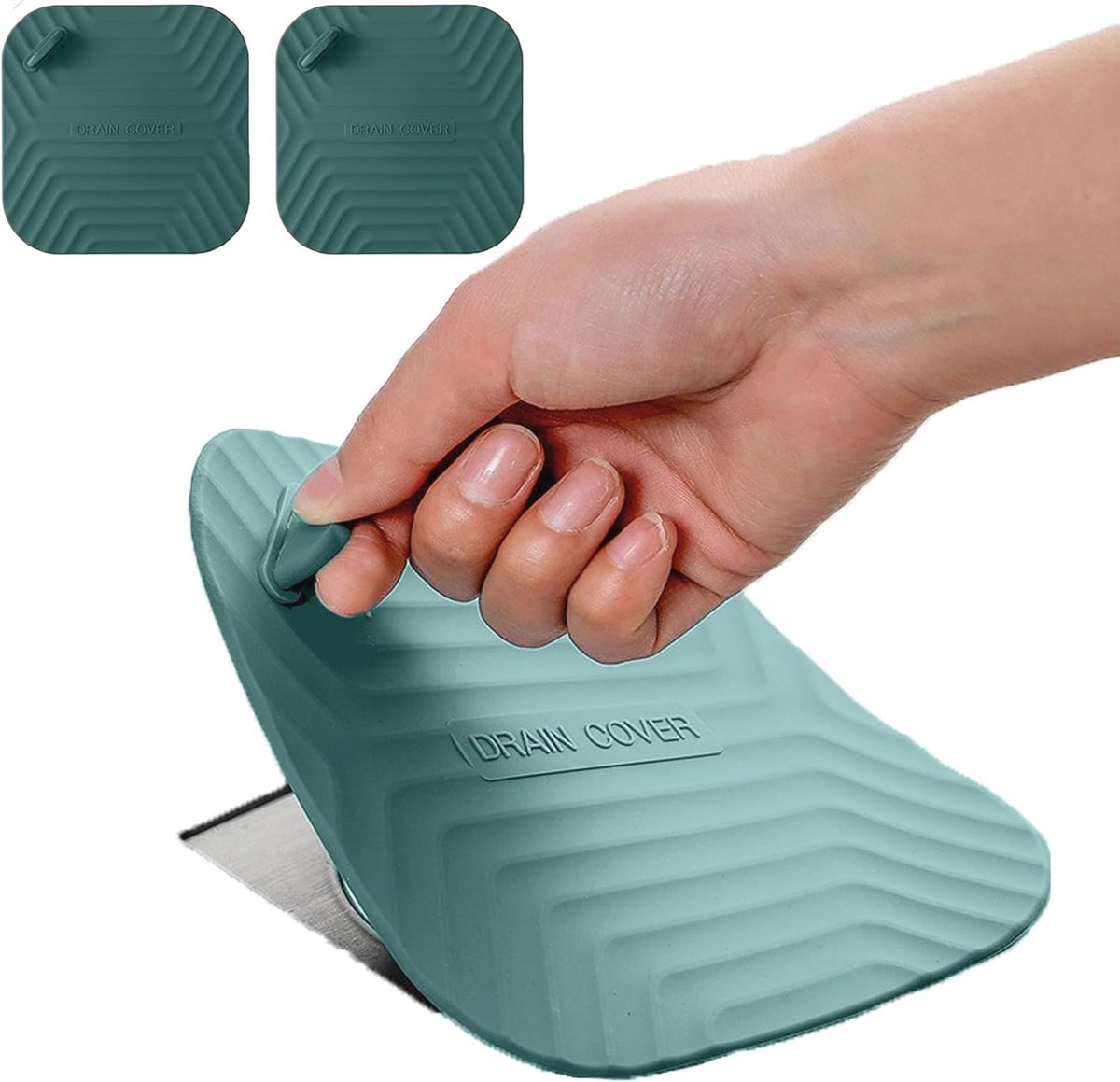 Vierkante Siliconen Douche Afvoer Plug - 15cm Zwart Groen 2 Pack voor Badkamer en Keuken