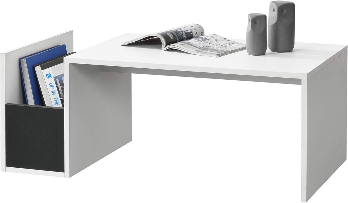 Salontafel met opbergvak 90x45x35 cm - Modern design in wit en zwart