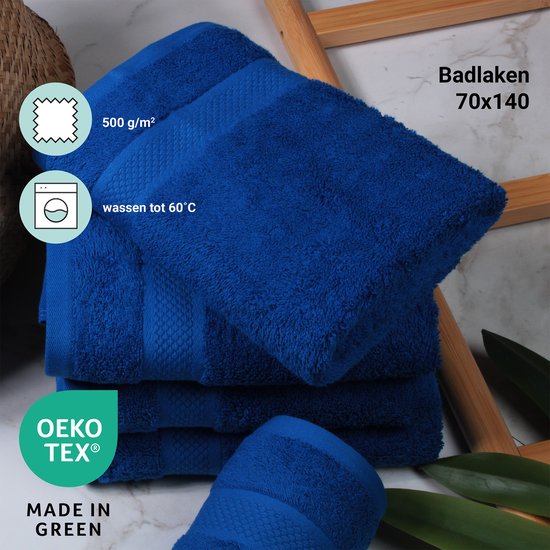 Handdoeken DoubleDry XL 70 x 140 cm - Lot de 6 - Qualité Hotel 500 g/ m2 - 6 x Blauw Classique