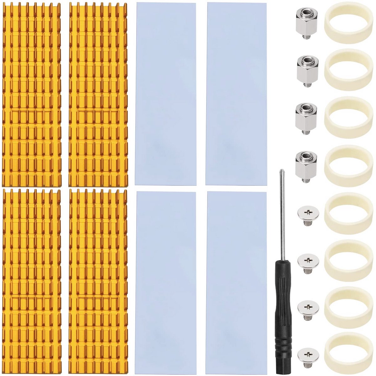 M.2 SSD Koellichaamset 4 Stuks met Thermische Pads en Schroeven voor Laptop en Desktop