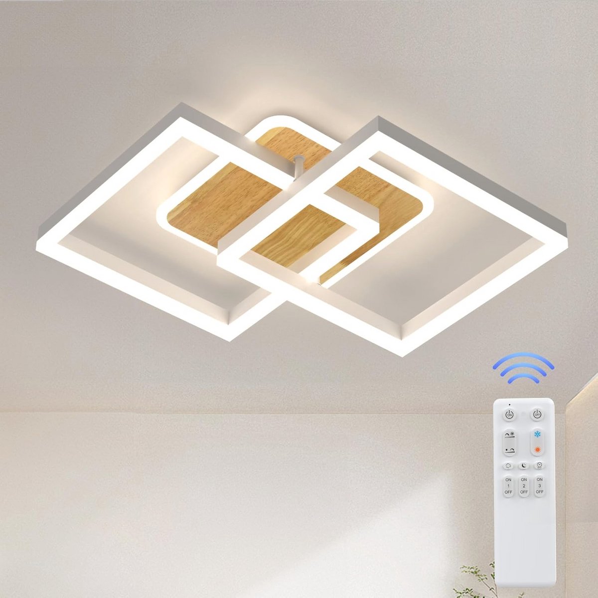 Dimbare LED Plafondlamp 40W met Afstandsbediening - Modern Geometrisch Design voor Woonkam
