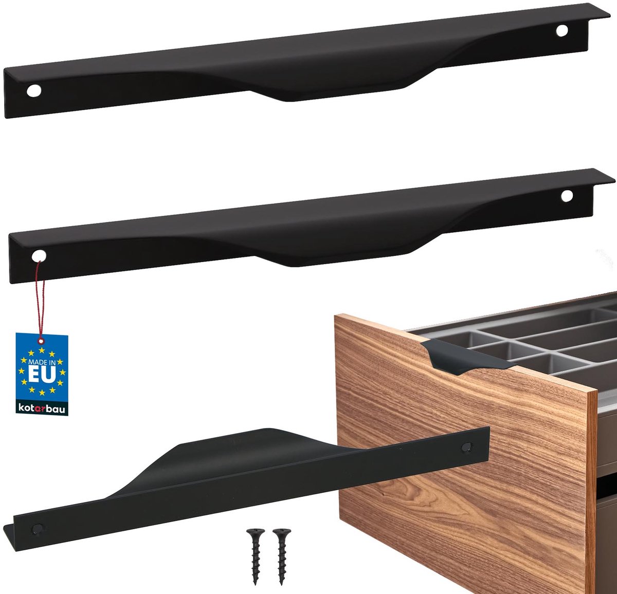 Kotarbau Serie - Moderne Meubelgreep - Aluminium - Zwart Mat - 192/212 mm